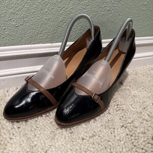 Salvador Ferragamo Romy Black /Tan Mary Jane Pumps Old Money, Minimalist 8.5 D